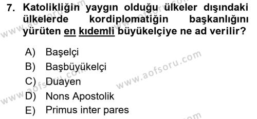 Diplomasi Tarihi Dersi 2021 - 2022 Yılı (Final) Dönem Sonu Sınavı 7. Soru