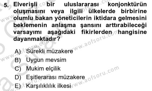 Diplomasi Tarihi Dersi 2022 - 2023 Yılı (Vize) Ara Sınavı 5. Soru