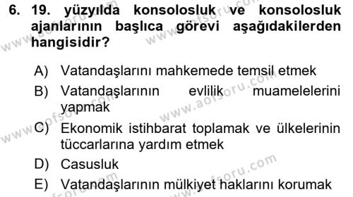 Diplomasi Tarihi Dersi 2022 - 2023 Yılı (Vize) Ara Sınavı 6. Soru