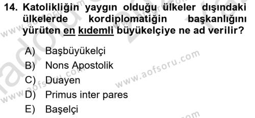 Diplomasi Tarihi Dersi 2022 - 2023 Yılı Yaz Okulu Sınavı 14. Soru