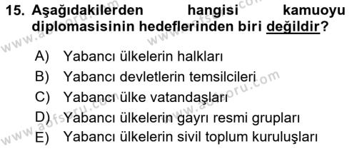 Diplomasi Tarihi Dersi 2022 - 2023 Yılı Yaz Okulu Sınavı 15. Soru