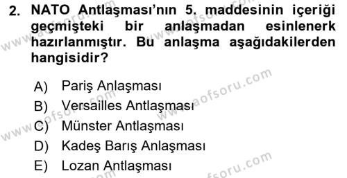 Diplomasi Tarihi Dersi 2022 - 2023 Yılı Yaz Okulu Sınavı 2. Soru