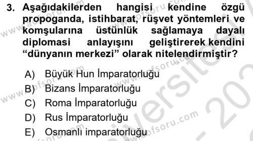 Diplomasi Tarihi Dersi 2022 - 2023 Yılı Yaz Okulu Sınavı 3. Soru