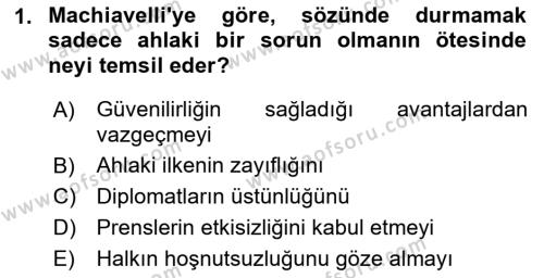 Diplomasi Tarihi Dersi 2023 - 2024 Yılı (Vize) Ara Sınavı 1. Soru