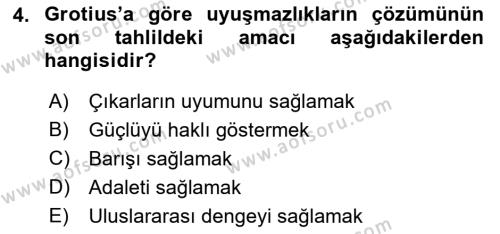 Diplomasi Tarihi Dersi 2023 - 2024 Yılı (Vize) Ara Sınavı 4. Soru