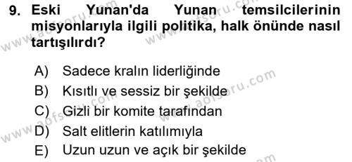 Diplomasi Tarihi Dersi 2023 - 2024 Yılı (Vize) Ara Sınavı 9. Soru