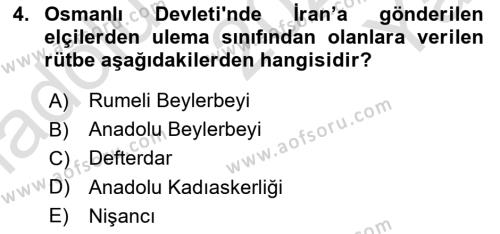 Diplomasi Tarihi Dersi 2023 - 2024 Yılı Yaz Okulu Sınavı 4. Soru