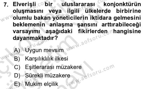 Diplomasi Tarihi Dersi 2023 - 2024 Yılı Yaz Okulu Sınavı 7. Soru