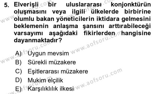 Diplomasi Tarihi Dersi 2024 - 2025 Yılı (Vize) Ara Sınavı 5. Soru