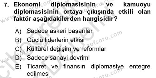 Diplomasi Tarihi Dersi 2024 - 2025 Yılı (Vize) Ara Sınavı 7. Soru