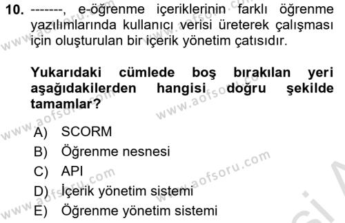 İçerik Yönetim Sistemleri Dersi 2021 - 2022 Yılı (Vize) Ara Sınavı 10. Soru