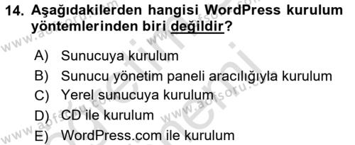 İçerik Yönetim Sistemleri Dersi 2022 - 2023 Yılı (Vize) Ara Sınavı 14. Soru