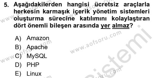 İçerik Yönetim Sistemleri Dersi 2022 - 2023 Yılı (Vize) Ara Sınavı 5. Soru