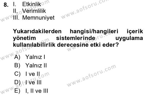 İçerik Yönetim Sistemleri Dersi 2022 - 2023 Yılı (Vize) Ara Sınavı 8. Soru