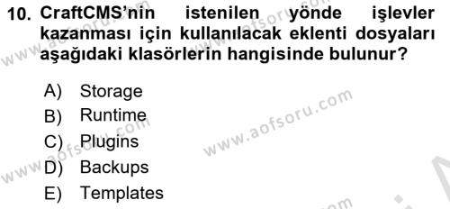 İçerik Yönetim Sistemleri Dersi 2022 - 2023 Yılı (Final) Dönem Sonu Sınavı 10. Soru