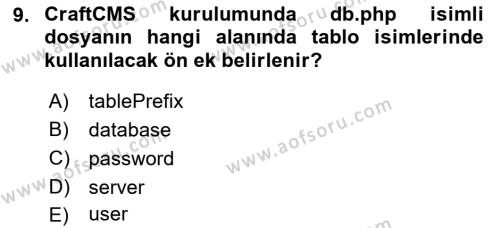 İçerik Yönetim Sistemleri Dersi 2022 - 2023 Yılı (Final) Dönem Sonu Sınavı 9. Soru