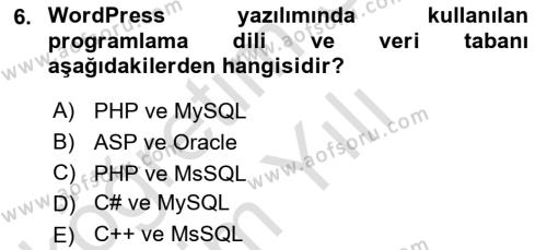 İçerik Yönetim Sistemleri Dersi 2022 - 2023 Yılı Yaz Okulu Sınavı 6. Soru