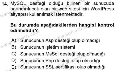 İçerik Yönetim Sistemleri Dersi 2023 - 2024 Yılı (Vize) Ara Sınavı 14. Soru