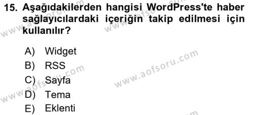 İçerik Yönetim Sistemleri Dersi 2023 - 2024 Yılı (Vize) Ara Sınavı 15. Soru