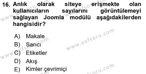 İçerik Yönetim Sistemleri Dersi 2023 - 2024 Yılı (Vize) Ara Sınavı 16. Soru