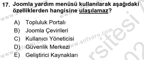 İçerik Yönetim Sistemleri Dersi 2023 - 2024 Yılı (Vize) Ara Sınavı 17. Soru