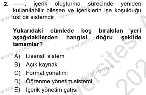 İçerik Yönetim Sistemleri Dersi 2023 - 2024 Yılı (Vize) Ara Sınavı 2. Soru