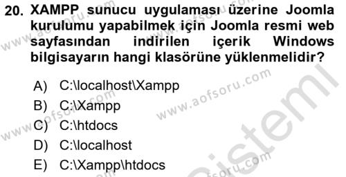 İçerik Yönetim Sistemleri Dersi 2023 - 2024 Yılı (Vize) Ara Sınavı 20. Soru