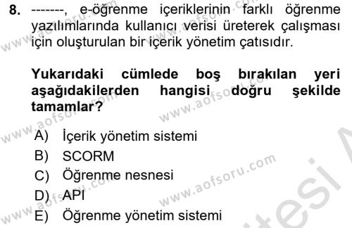 İçerik Yönetim Sistemleri Dersi 2023 - 2024 Yılı (Vize) Ara Sınavı 8. Soru