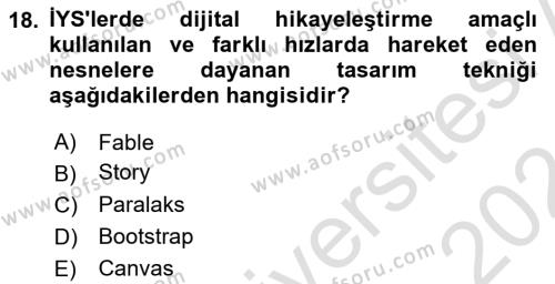 İçerik Yönetim Sistemleri Dersi 2023 - 2024 Yılı (Final) Dönem Sonu Sınavı 18. Soru