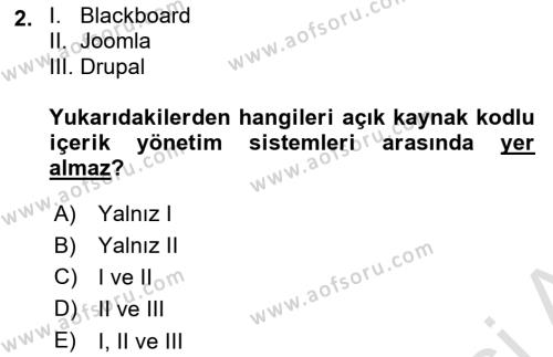 İçerik Yönetim Sistemleri Dersi 2023 - 2024 Yılı (Final) Dönem Sonu Sınavı 2. Soru