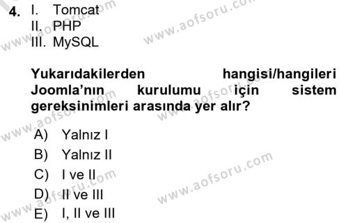 İçerik Yönetim Sistemleri Dersi 2023 - 2024 Yılı (Final) Dönem Sonu Sınavı 4. Soru