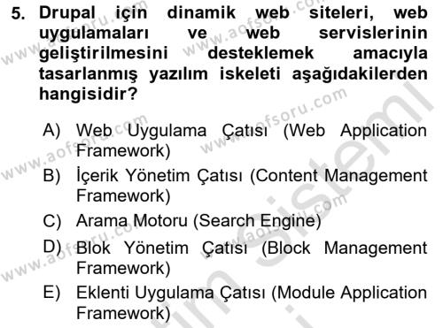 İçerik Yönetim Sistemleri Dersi 2023 - 2024 Yılı (Final) Dönem Sonu Sınavı 5. Soru