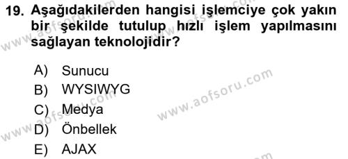 İçerik Yönetim Sistemleri Dersi 2023 - 2024 Yılı Yaz Okulu Sınavı 19. Soru