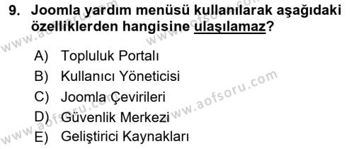 İçerik Yönetim Sistemleri Dersi 2023 - 2024 Yılı Yaz Okulu Sınavı 9. Soru