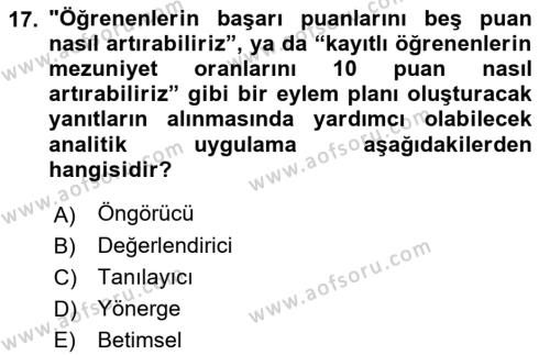 Öğrenme Yönetim Sistemleri Dersi 2021 - 2022 Yılı (Final) Dönem Sonu Sınavı 17. Soru