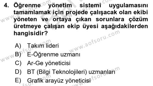 Öğrenme Yönetim Sistemleri Dersi 2021 - 2022 Yılı (Final) Dönem Sonu Sınavı 4. Soru