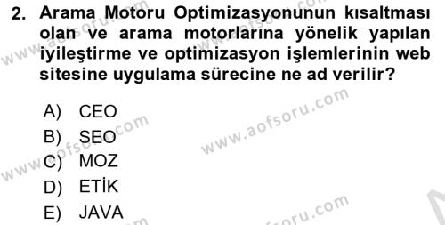 Web Yayıncılığı Dersi 2021 - 2022 Yılı (Vize) Ara Sınavı 2. Soru