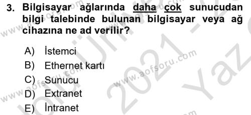 Web Yayıncılığı Dersi 2021 - 2022 Yılı Yaz Okulu Sınavı 3. Soru