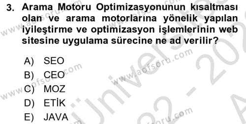 Web Yayıncılığı Dersi 2022 - 2023 Yılı (Vize) Ara Sınavı 3. Soru