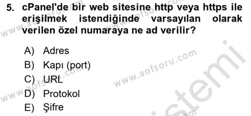 Web Yayıncılığı Dersi 2022 - 2023 Yılı (Final) Dönem Sonu Sınavı 5. Soru