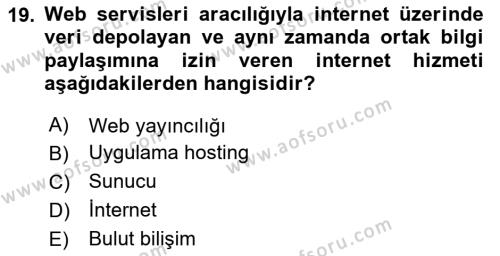 Web Yayıncılığı Dersi 2023 - 2024 Yılı Yaz Okulu Sınavı 19. Soru