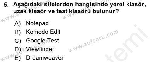 Web Yayıncılığı Araçları Dersi 2018 - 2019 Yılı (Final) Dönem Sonu Sınavı 5. Soru