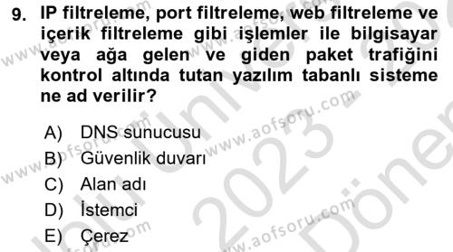 Web Okuryazarlığı Dersi 2023 - 2024 Yılı (Final) Dönem Sonu Sınavı 9. Soru