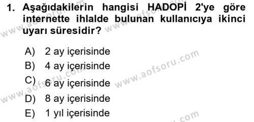 Web’de Telif Hakları ve Etik Dersi 2021 - 2022 Yılı (Vize) Ara Sınavı 1. Soru