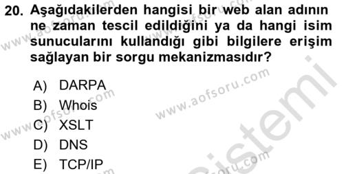 Web’de Telif Hakları ve Etik Dersi 2021 - 2022 Yılı (Vize) Ara Sınavı 20. Soru