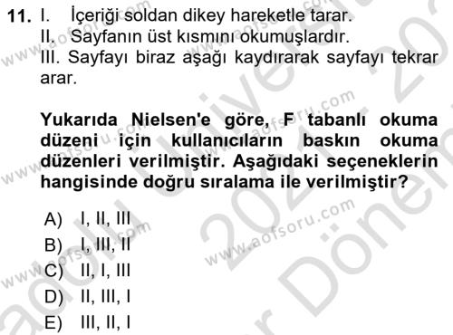 Web’de Telif Hakları ve Etik Dersi 2021 - 2022 Yılı (Final) Dönem Sonu Sınavı 11. Soru