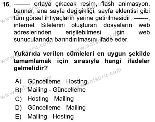 Web’de Telif Hakları ve Etik Dersi 2021 - 2022 Yılı (Final) Dönem Sonu Sınavı 16. Soru