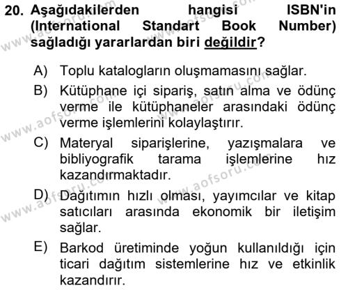 Web’de Telif Hakları ve Etik Dersi 2021 - 2022 Yılı (Final) Dönem Sonu Sınavı 20. Soru