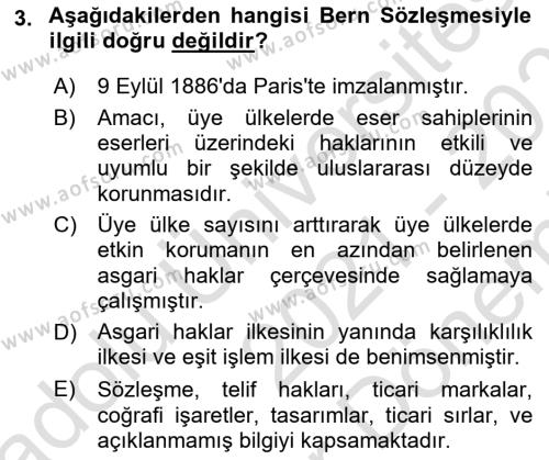 Web’de Telif Hakları ve Etik Dersi 2021 - 2022 Yılı (Final) Dönem Sonu Sınavı 3. Soru