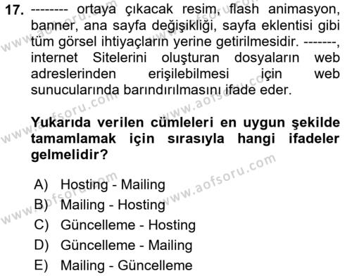 Web’de Telif Hakları ve Etik Dersi 2021 - 2022 Yılı Yaz Okulu Sınavı 17. Soru